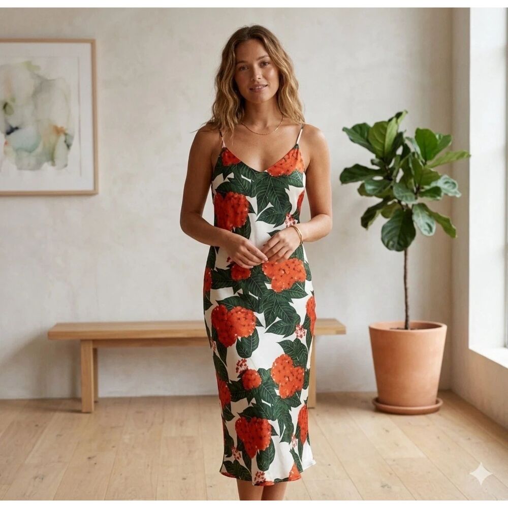 SugarLips Dress Womens XS Maxi Slip Floral Satin Sleeveless fairycore Sexy New